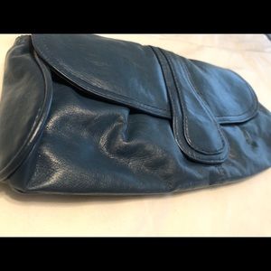 Blue Vegan Leather Clutch
